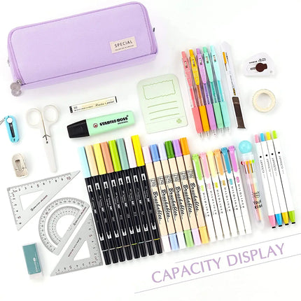Pencil Box Spacious Case Pouch Perfect for School, College, and Office Use by Teens, Girls, Adults, and Students (Purple) fancydresswale.com