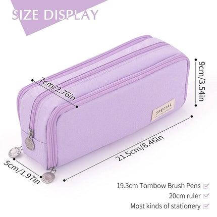 Pencil Box Spacious Case Pouch Perfect for School, College, and Office Use by Teens, Girls, Adults, and Students (Purple) fancydresswale.com