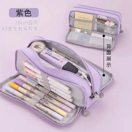 Pencil Box Spacious Case Pouch Perfect for School, College, and Office Use by Teens, Girls, Adults, and Students (Purple) fancydresswale.com