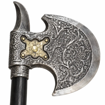 Close-up of Pharsa scrollwork and gold-tone floral centre accent
