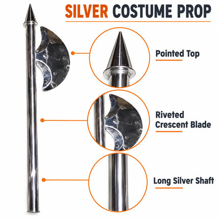 Phersa (Farsa) Silver-Coloured Crescent Axe Costume Prop for Fancy Dress, Ramleela & Stage fancydresswale.com