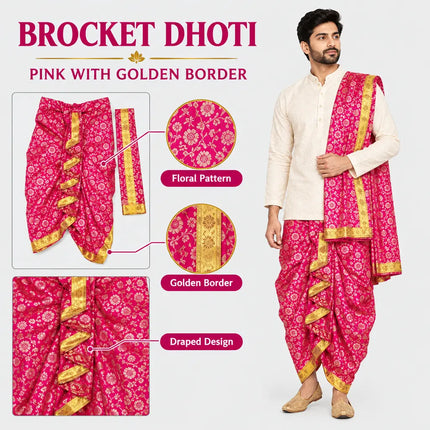 Pink Brocket dhoti design infographic