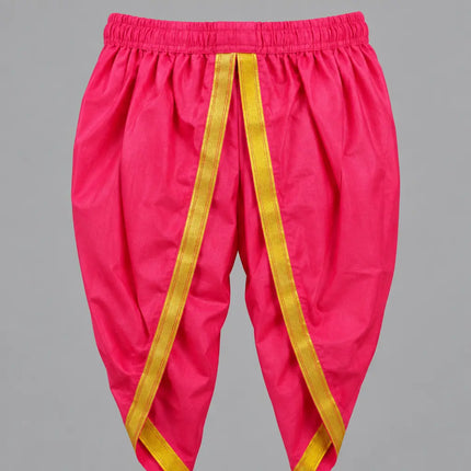 Pink dhoti waistband close-up