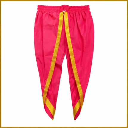 Pink dhoti golden border close-up
