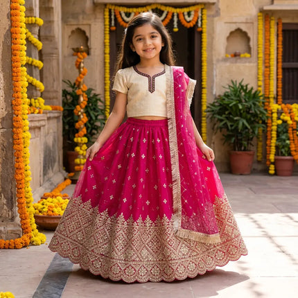 AI girl model pink lehenga festive courtyard