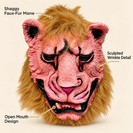 Pink shaggy monster mask design detail graphic