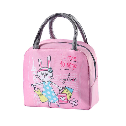 Lunch Box Insulated Bag Soft Leakproof Lunch Bag for Kids Men Women, Durable Thermal Lunch Pail for School Work Office | Fit 6 Cans-Pink Bunny