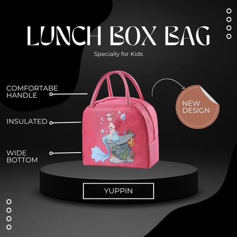 Lunch Box Insulated Bag Soft Leakproof Lunch Bag for Kids Men Women, Durable Thermal Lunch Pail for School Work Office | Fit 6 Cans-Pink Mermaid