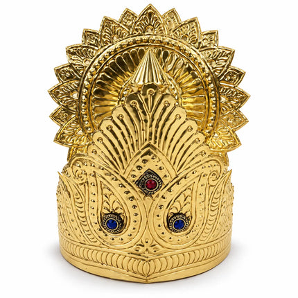 Pittal Brass Mukut Crown with Embossed Sunburst Design for Ramleela fancydresswale.com