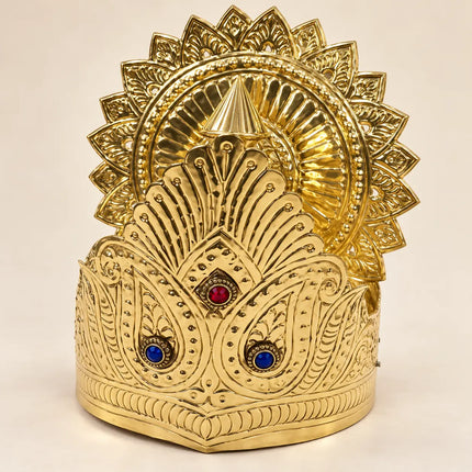 Pittal Brass Mukut Crown with Embossed Sunburst Design for Ramleela fancydresswale.com