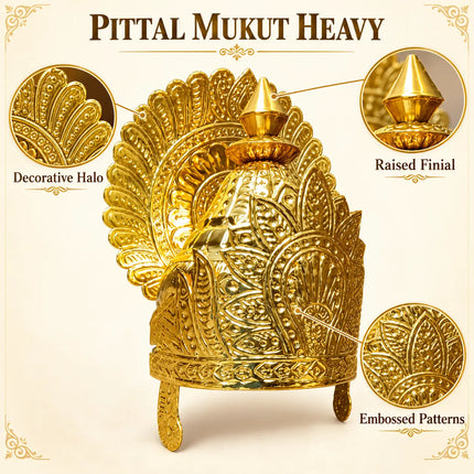 Pittal Mukut Heavy – Traditional Brass Crown for Ramleela fancydresswale.com
