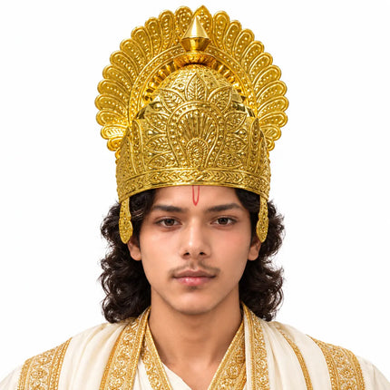 Pittal Mukut Heavy – Traditional Brass Crown for Ramleela fancydresswale.com