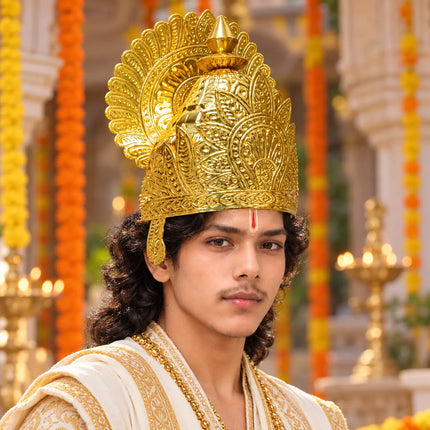 Pittal Mukut Heavy – Traditional Brass Crown for Ramleela fancydresswale.com