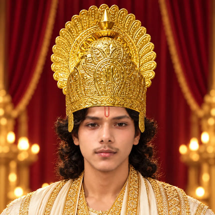 Pittal Mukut Heavy – Traditional Brass Crown for Ramleela fancydresswale.com