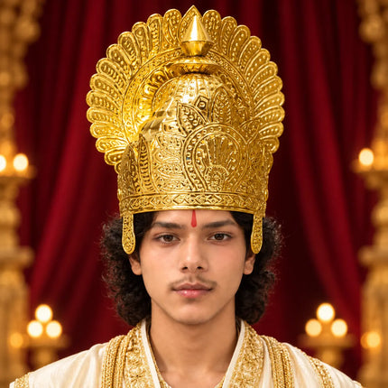 Pittal Mukut Heavy – Traditional Brass Crown for Ramleela fancydresswale.com