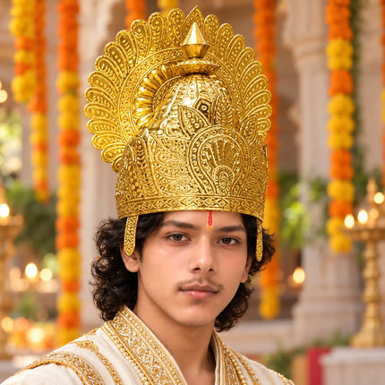Pittal Mukut Heavy – Traditional Brass Crown for Ramleela fancydresswale.com