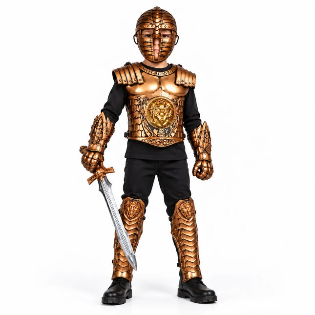 Child wearing bronze-look Sainik costume styling