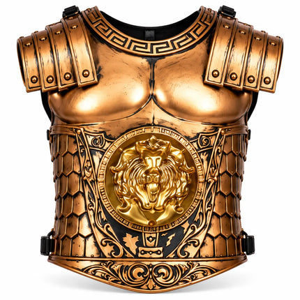 Bronze-look plastic Sainik chest armour with lion motif