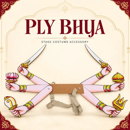 Styling view of Ply Bhuja six-arm backpiece with a goddess costume
