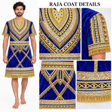 Blue raja coat zari close-up