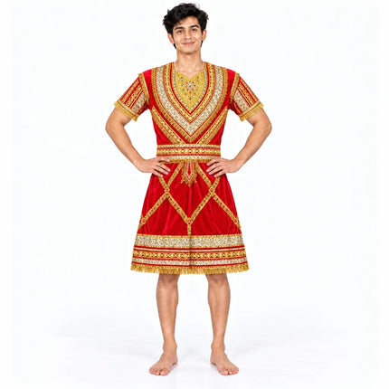 Man wearing premium red raja coat