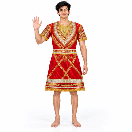 Red raja coat waving pose