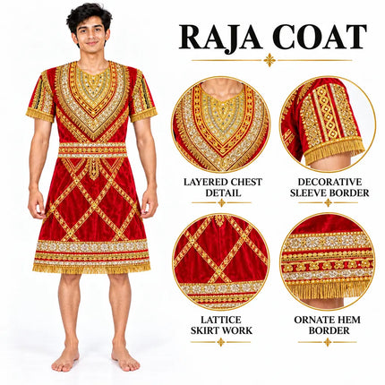 Red raja coat detail callouts