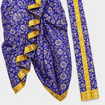 Purple-blue Brocket reference drape floral and golden border detail