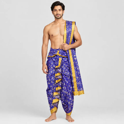 Purple-blue Brocket dhoti AI studio photoshoot preview
