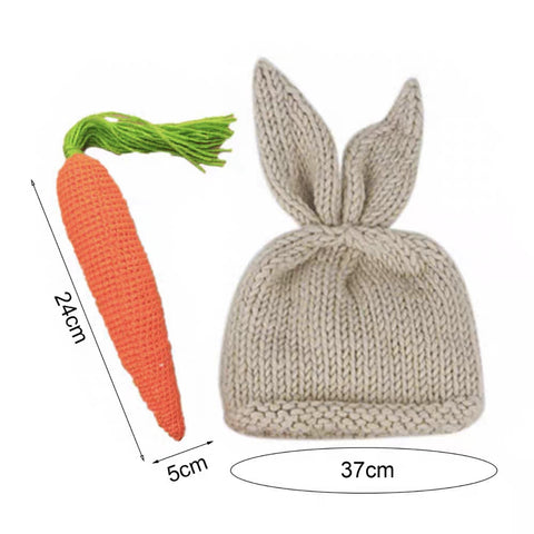 Adorable Rabbit Photography Clothing Set for Children: Crochet Knitting Stick Hat and Pants with Carrot
