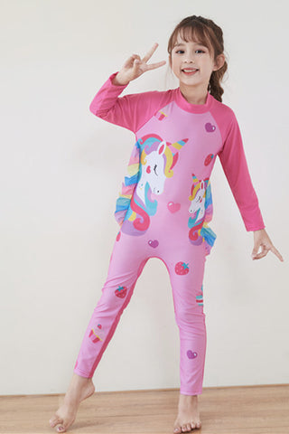 Fancydresswale Girls Full body Protect Swimwear Princess swimsuit- Unicorn Straberry