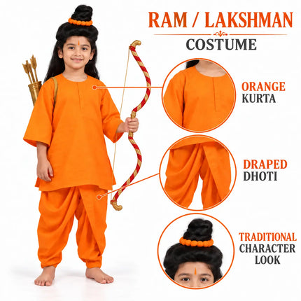 Orange dhoti kurta costume detail collage