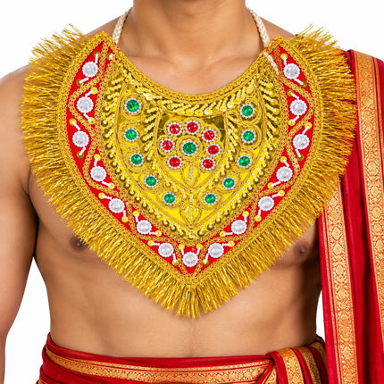 Ramleela Costume Neckpiece Set of 6 with Gold Fringe & Red-Green Detailing fancydresswale.com