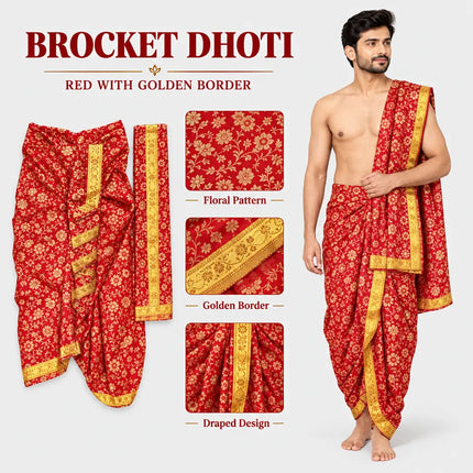 Red Brocket dhoti design infographic