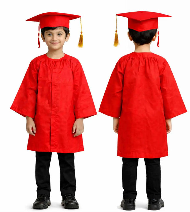 Red Convocation Gown with Cap for Boys and Girls - Graduation Gown Fancydresswale