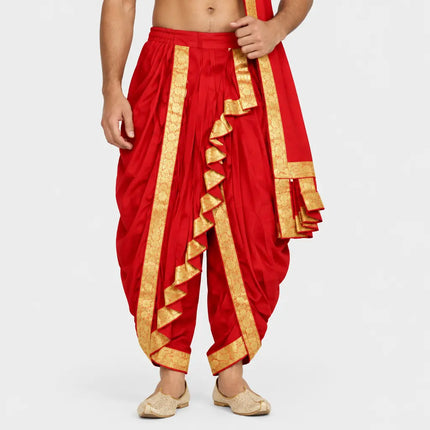 Red Dhoti Patka AI hero on light-gray background