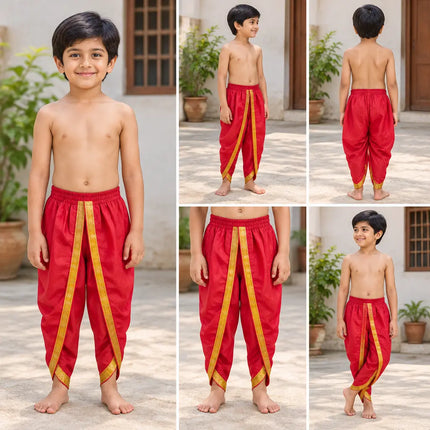 AI-generated child model red dhoti realistic lifestyle preview