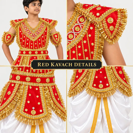 Red kavach close-up details