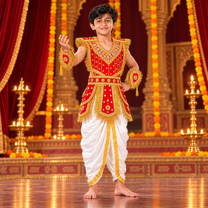 Red kavach costume on Ramleela stage