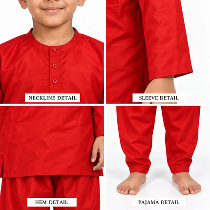 Red Kurta Pajama Set for Boys | Traditional Indian Ethnic Wear fancydresswale.com