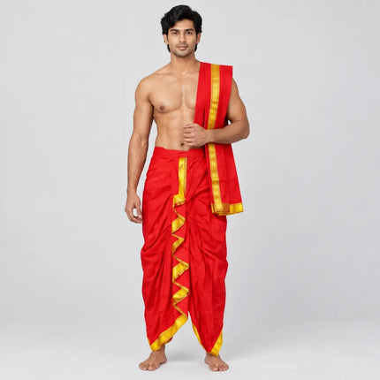 Red Mahabharat dhoti AI studio photoshoot preview