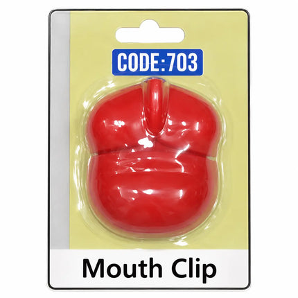 Red theatrical Mouth Clip with blister packaging