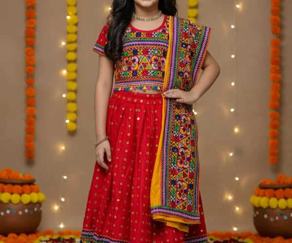 Garba Dress Stylish Red Navratri for Girls| Fancydresswale –  fancydresswale.com