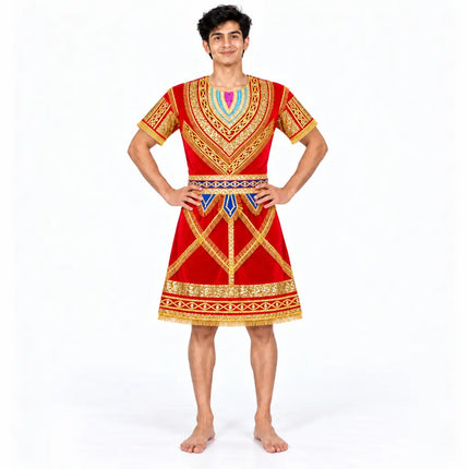 Man wearing red raja coat