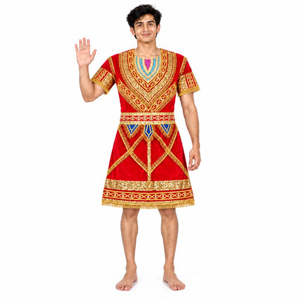 Red raja coat waving pose