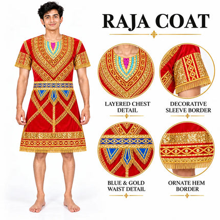 Red raja coat detail callouts