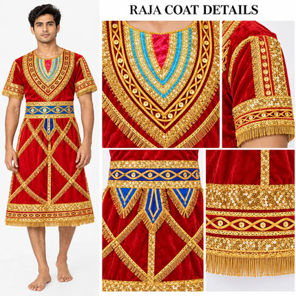 Red raja coat zari close-up