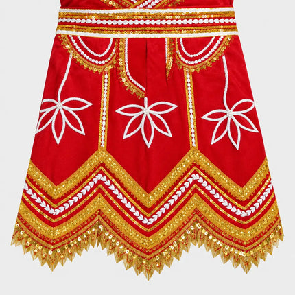 Red Raja Coat floral hem