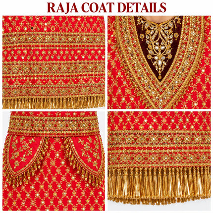 AI red Raja Coat decorative detail collage