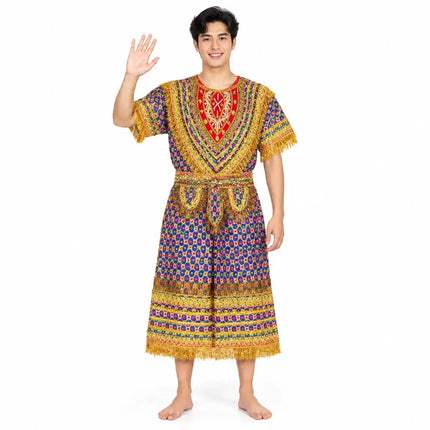 Multicolour Blue & Purple Raja Coat with Gold Detailing | Kids Ramleela Costume fancydresswale.com